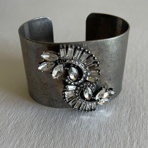 NWOT Silver Cuff Bracelet with Crystal Design